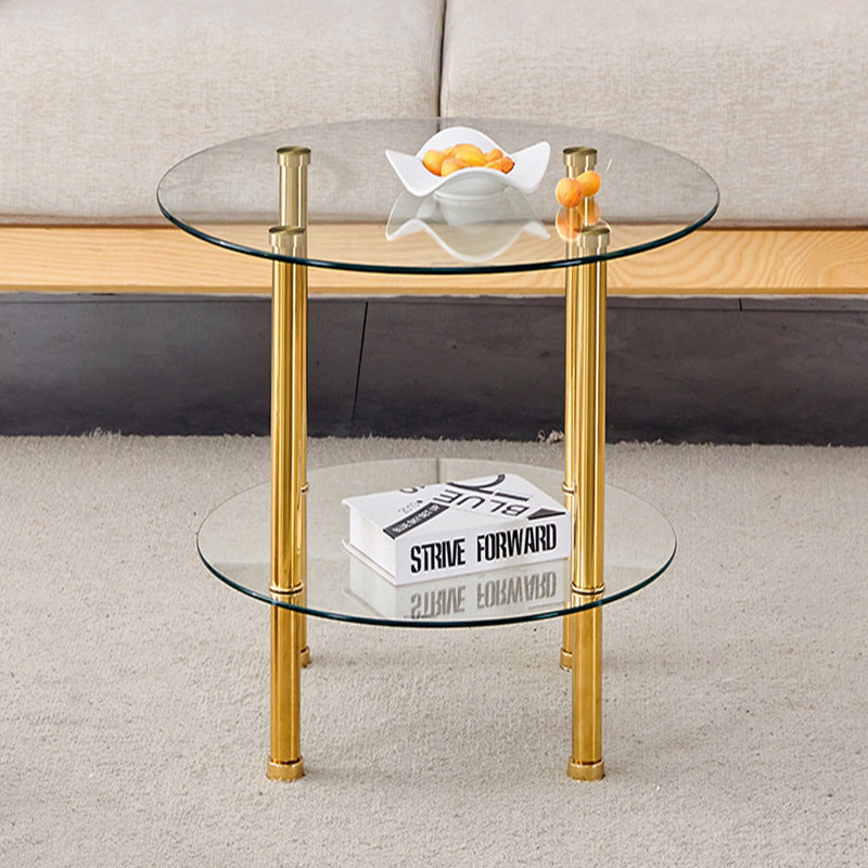 Table basse avec plateau en verre, Or