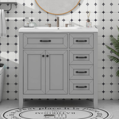 Meuble-lavabo 36 po avec lavabo en céramique intégré