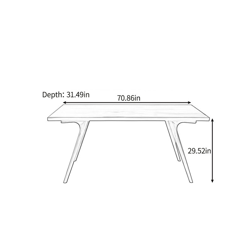 Simple solid wood table, 29.52"H x 70.86"L x 31.49"W