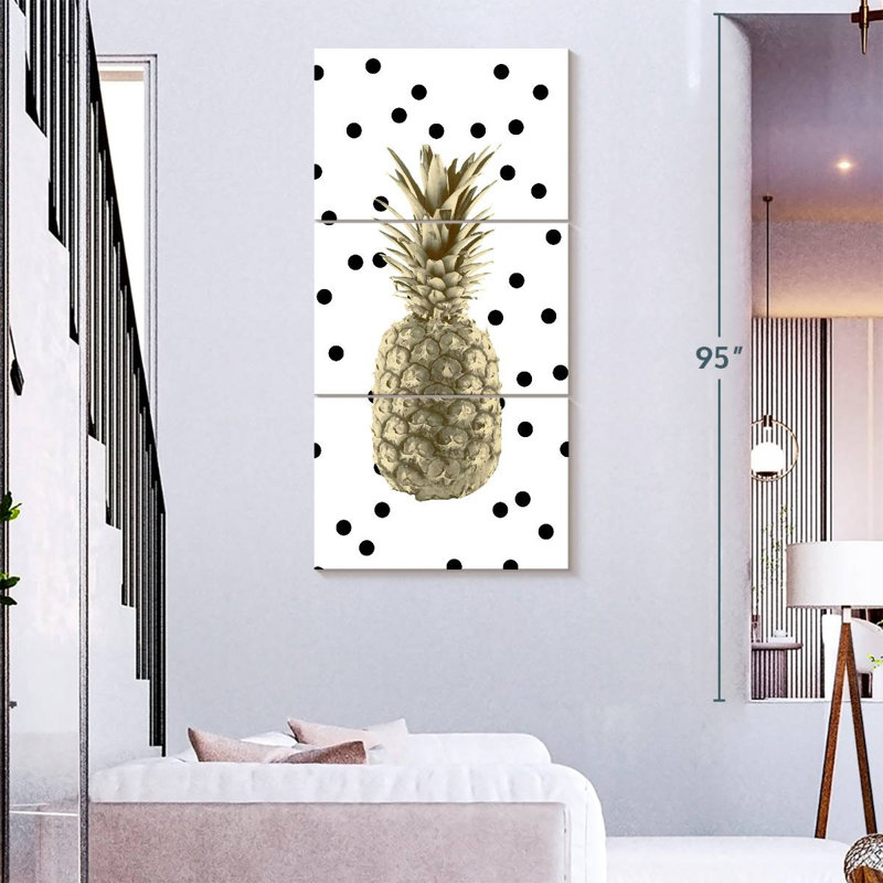 Pineapple Dots 3 pièces, H 75 po x l 36 po x P 1,25 po