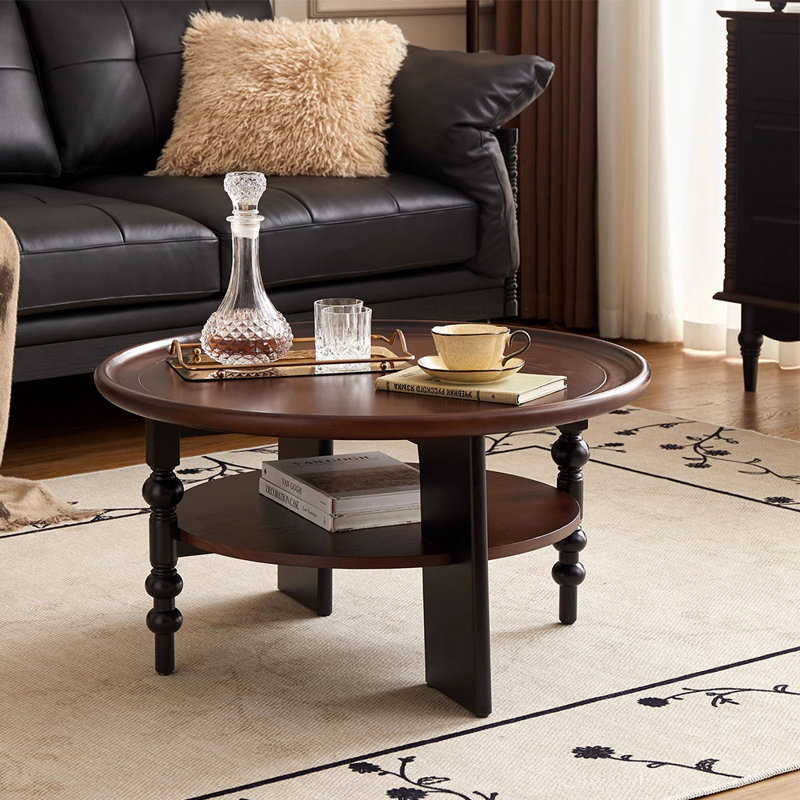 Table basse française à deux niveaux, H 16,54 po x L 31,5 po x l 31,5 po