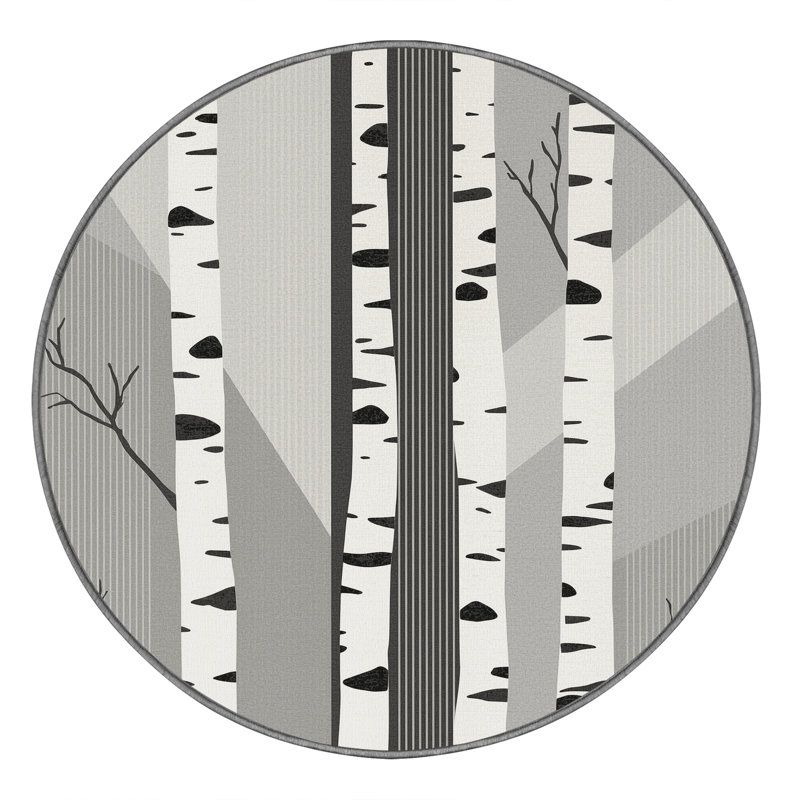 Tapis scandinave à rayures grises lavable à la machine Orlandra, 5' Round
