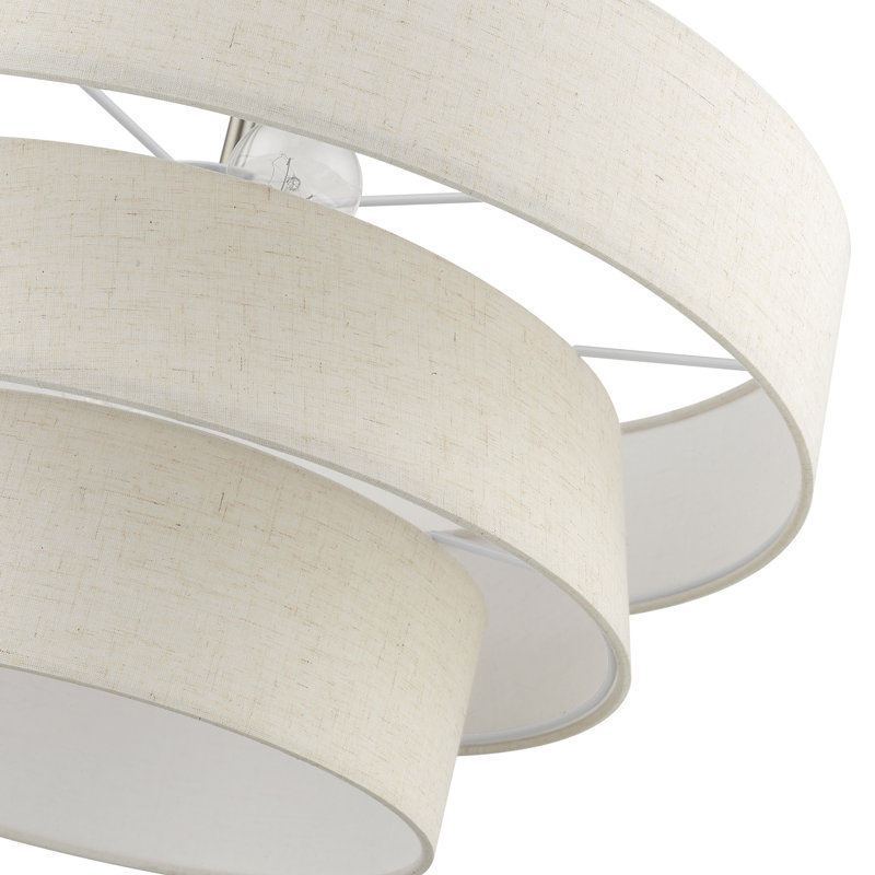 4 - Light Steel Dimmable Drum Chandelier, Beige, Brushed Nickel