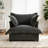 Plush Dark Gray Upholstered Chenille Accent Chair with Oversized Cloud Cushions-346721710