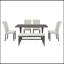 Ensemble de table de salle à manger 6 pièces, 6 pieds, 4 chaises rembourrées et 1 banc pour la salle à manger et la cuisine-1763770905