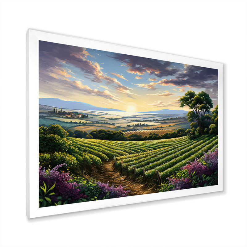 «Vineyard Charm», impression sur toile, Cadre simple blanc, H 12 po x l 20 po x P 1 po