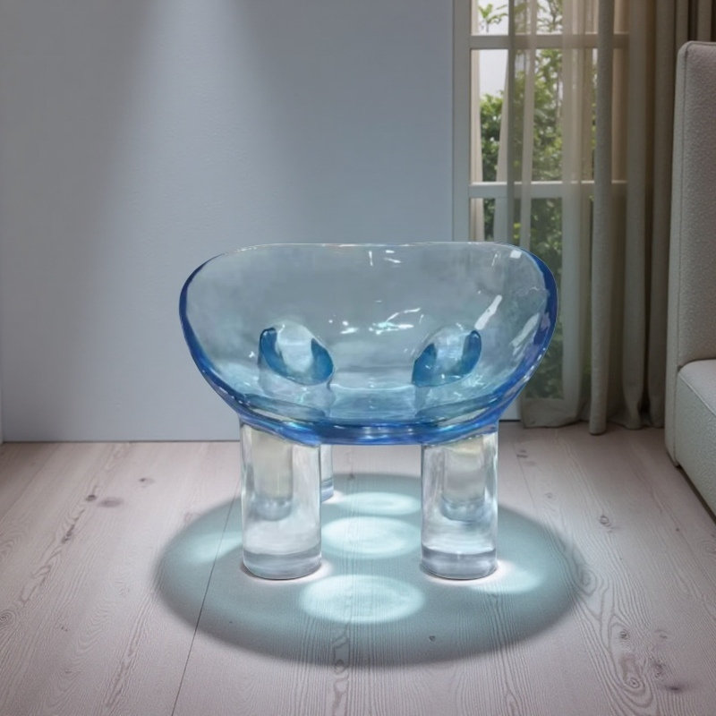Fauteuil éléphant de luxe en résine transparente, Bleu