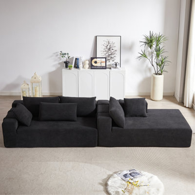 Modern Chenille Upholste Sectional Sofa Couch Set,Modular 108" L Shaped Sectional Living Room Sofa Set With 6 Pillows,Free Combination Sofa Couch For Living Room,Bedroom(Left Chaise)