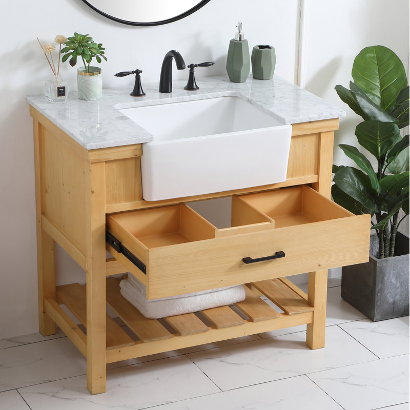 Ensemble de meuble-lavabo simple 36 po Booneville, Bois naturel