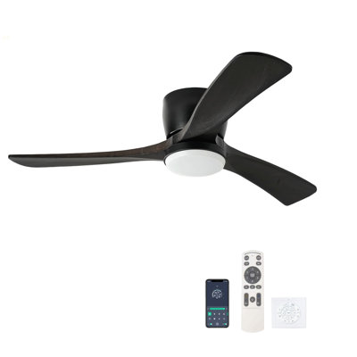 42" Solid Wood Ceiling Fan With Light-Flush Mount, Dc Motor (Dark Purple Walnut)