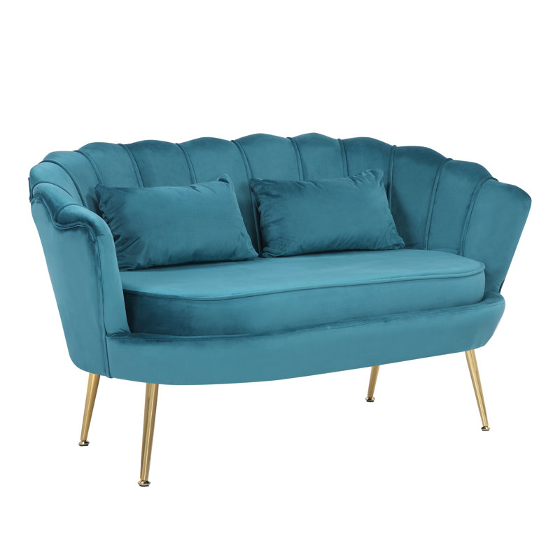Carney Velvet Loveseat Accent Sofa, Teal