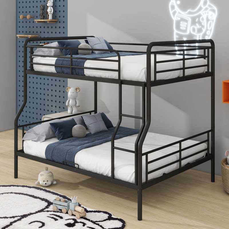 Full XL Over Queen Metal Bunk Bed, Noir