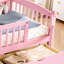 Lit plateforme simple TG en rose, garde-corps pleine longueur, rangement spacieux, conception centrée rose, garde-corps, tiroirs de rangement-1000204670