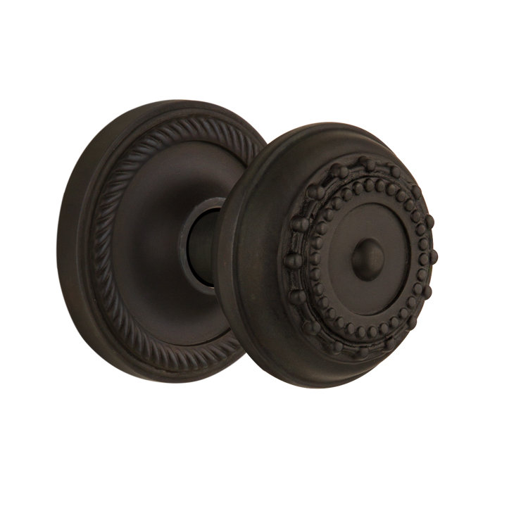 Rope Rosette with Meadows Door Knob, Oil-Rubbed Bronze, 2-3/4”