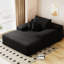 Méridienne noire en velours côtelé pour le repos dans la chambre à coucher, aucun assemblage requis, siège profond surdimensionné avec beaucoup de sommeil, tissu semblable à la nuée, durabilité en éponge haute densité, conception lombaire ergonomique et