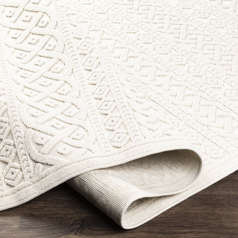 Tapis ivoire tissé à la machine Kevyn, Rectangle 2 pi x 2 pi 11 po