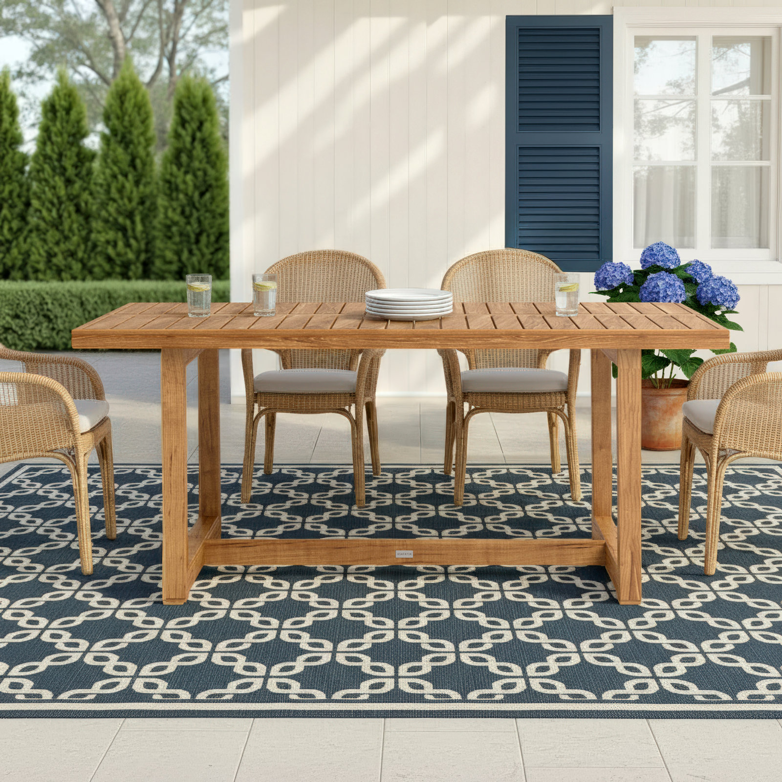 Melrose 71" Teak Patio Dining Table