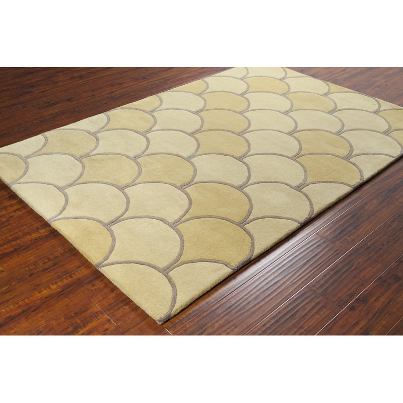 Tapis moderne en laine touffeté à la main doré et brun Ailey