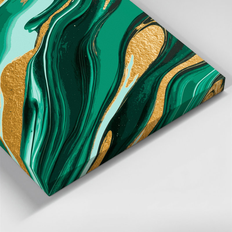 Abstrait art fluide sur toile verte 72, H 12 po x l 12 po