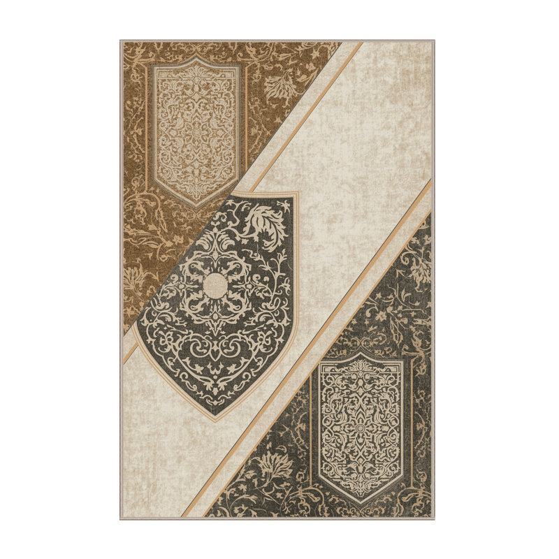 Tapis oriental doux et moelleux à motif bouclier Dunleavy, 8x12