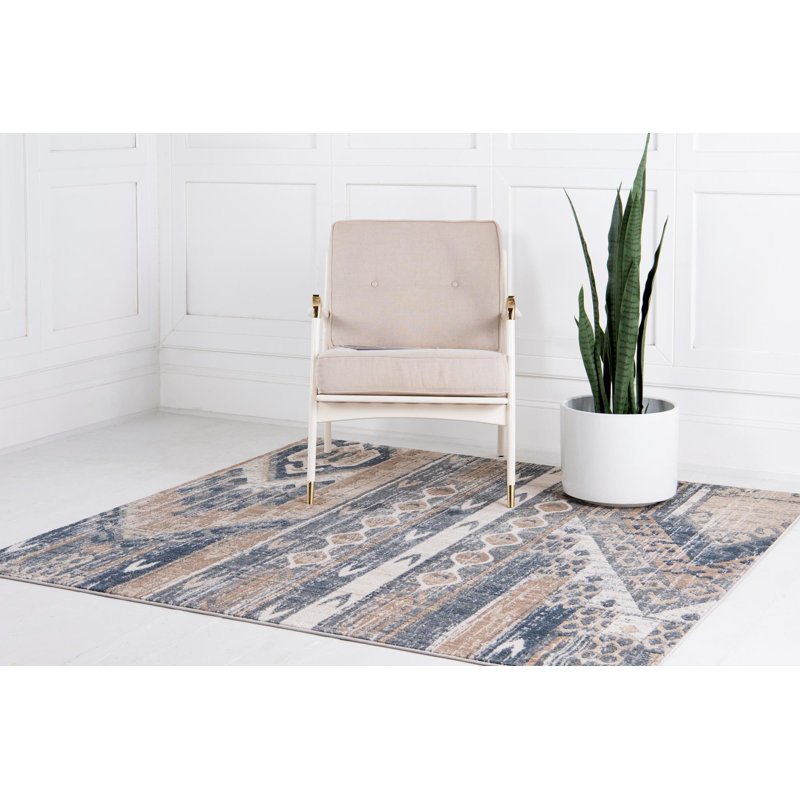 Tapis bleu marine / ivoire Josephus, Carré 6 pi 1 po