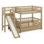 Lit superposé simple au-dessus de simple avec escalier de rangement, structure de lit superposé en bois massif avec glissière et 2 tiroirs-119619591