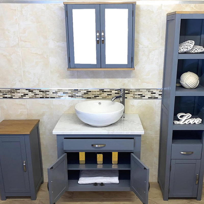 Bradninch 750 mm Single Vanity with Vessel Ceramic Basin, White Marble