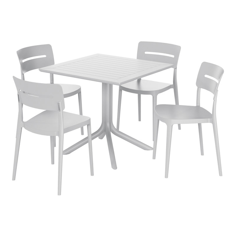 4-Person Outdoor Square Dining Set, Gray