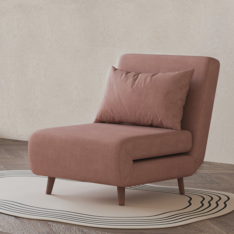 Fauteuil convertible Jacquelyn, Velours rose, 31.9"