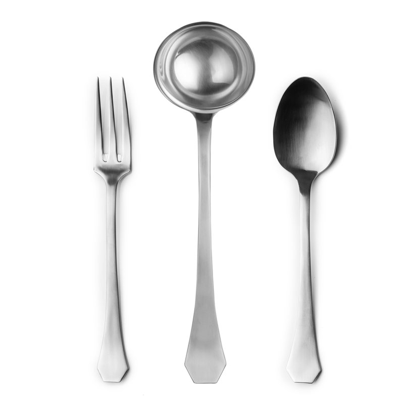 Ensemble de service 3 pièces (fourchette et cuillère) Moretto, Argenté glacé