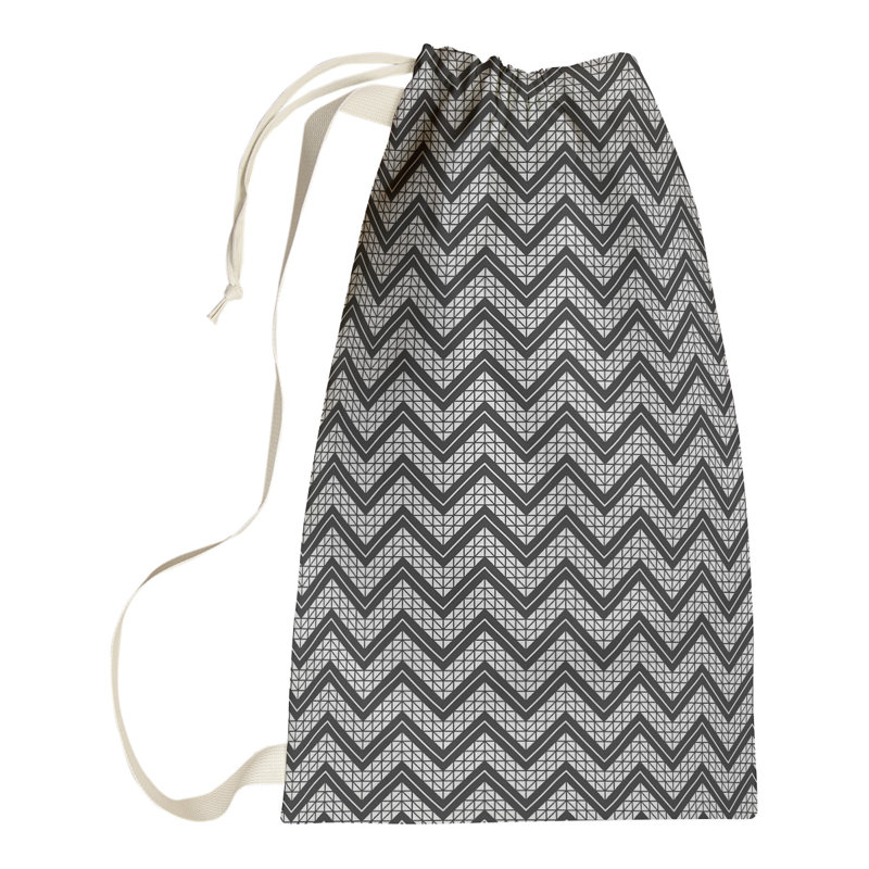 Stephenie Fabric Laundry Bag with Handles, 36" H x 28" W x 1.5" D, Black/Light Gray