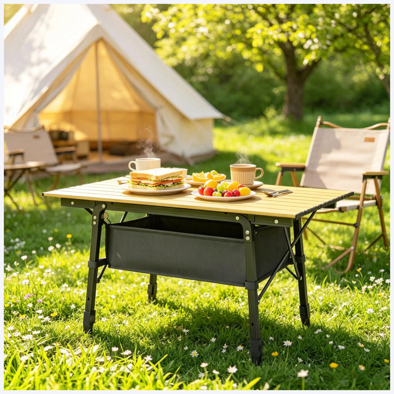 Table de camp pliante compacte et portable, table de salle à manger extérieure légère pour le camping
