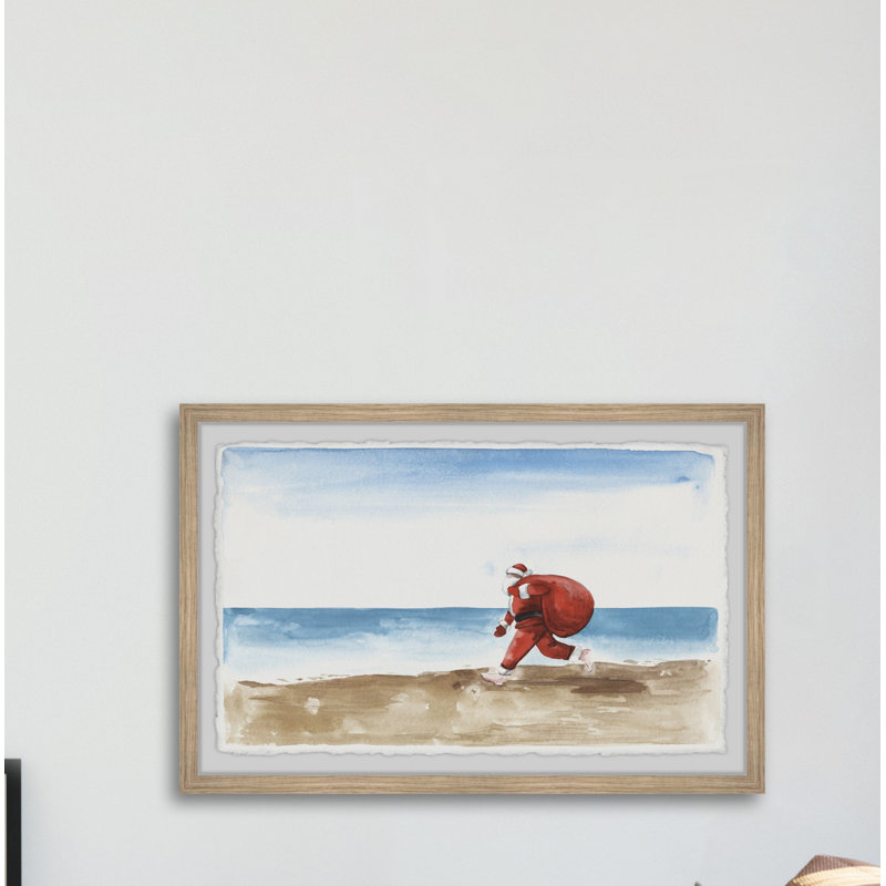Runaway Santa - Single Picture Frame Painting, 38cm H x 45cm W x 3.81cm D