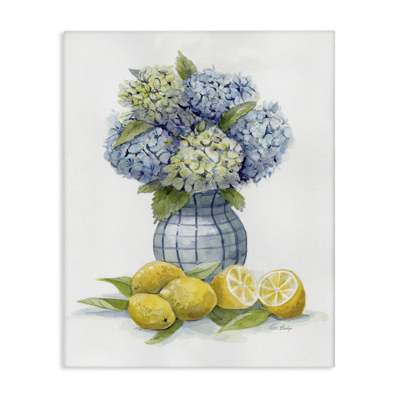 Hydrangées et toile grappe de citron, design par Patti Bishop, H 40 po x l 30 po