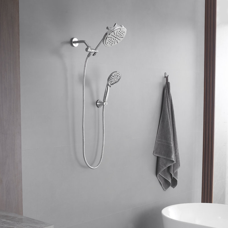 Rainfull 7 In. 8-Spray Patterns Dual Wall Mount Dual Shower Heads And Handheld Shower Head 2.5GPM In Matte Black, Round