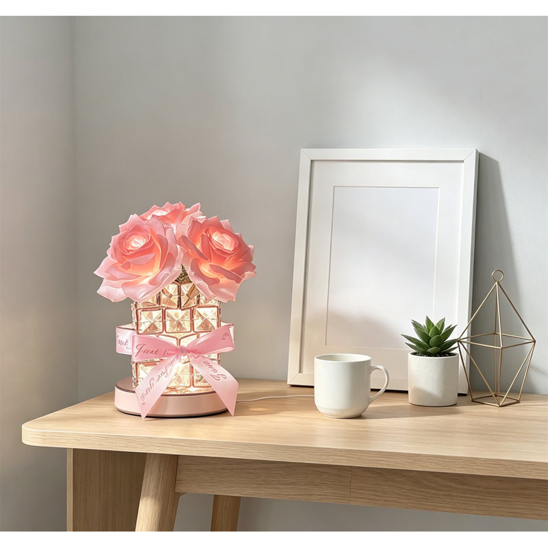 Lampe de table en cristal Rose, Rose