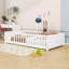 Twin Floor Platform Bed With Bookshelf And Guardrails-1221250581