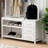 White Five In One Entrance Storage Hall Tree, Equipped With Bench Shoe Cabinets, Double-Layer Shelves, Hooks, And Three Drawer Storage Cabinets