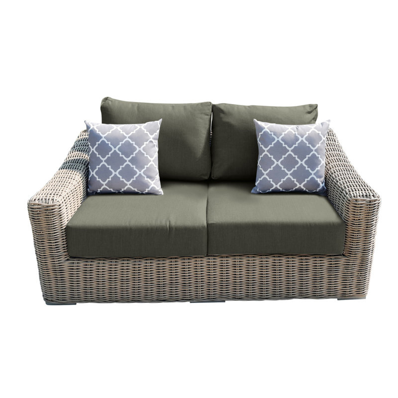 Sommerville 66.9'' Wide Wicker Loveseat with Cushions, Gray