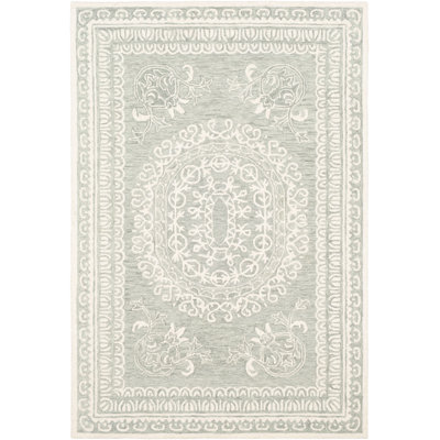 Tapis gris / ivoire en laine touffeté à la main Dichelle