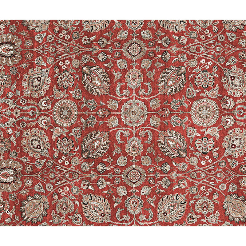 Hand Knotted Wool Area Rug in Red And Ivory