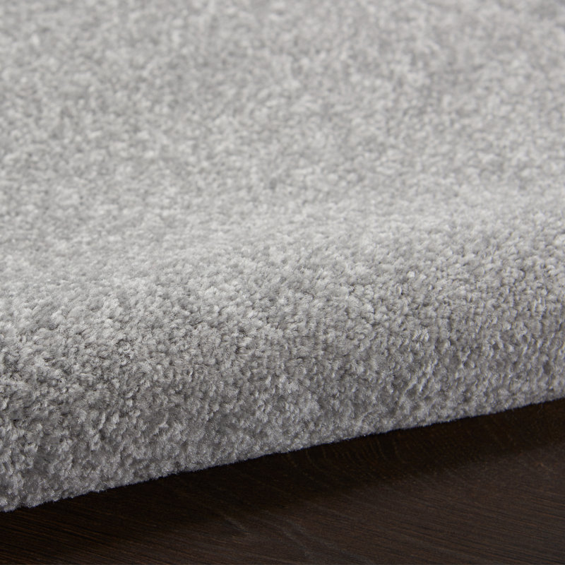 Mullican Sandy Solid Silver/Grey Easy Care Indoor/Outdoor Area Rug, Round 10'