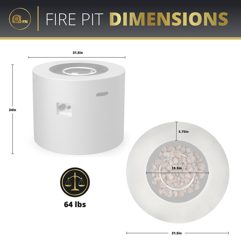 Loren 32-Inch Round Gray Concrete Propane Fire Pit Table