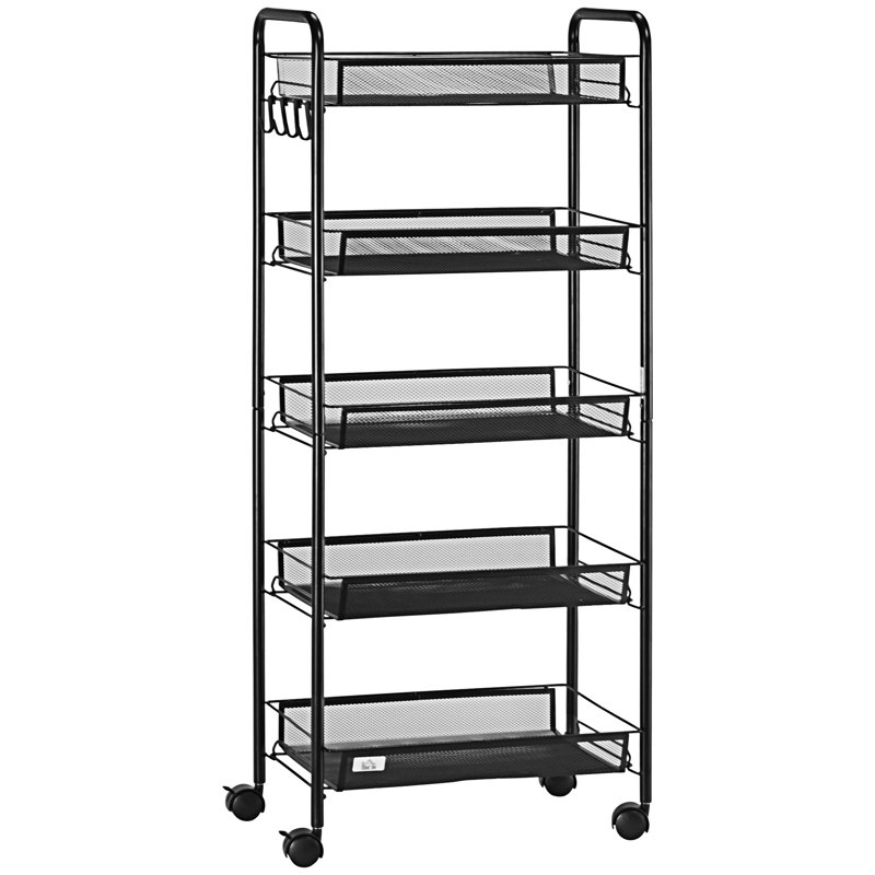 5 Tier Utility Rolling Cart(No Include Stool)