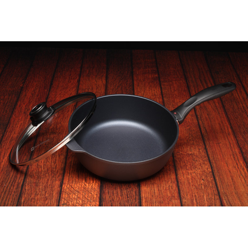 Swiss Diamond 3.2 Quart Nonstick Black Aluminum Saute Pan with Lid