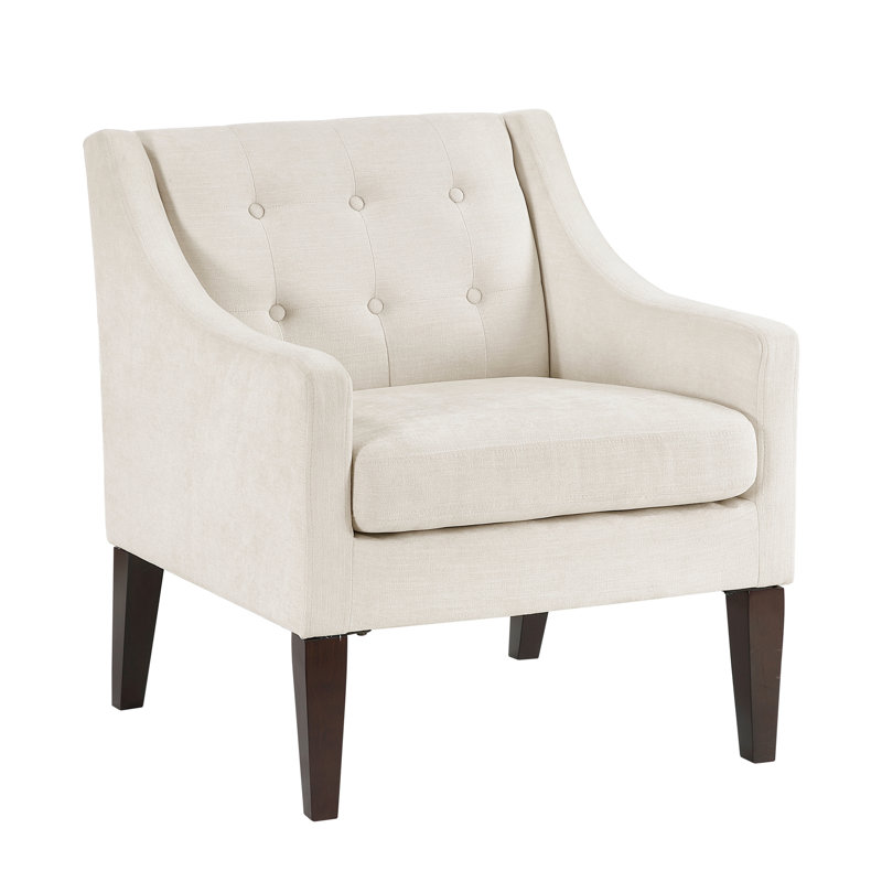Chaise beige contemporaine avec base en contreplaqué et tissu d'ameublement texturé, Beige