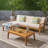 L Shape 3Pcs Acacia Sectional Patio Sofa Set-202515198
