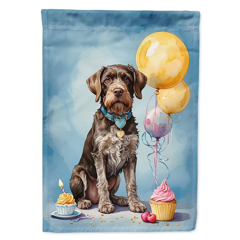 Drapeau de jardin «Happy Birthday», Braque allemand à poil dur