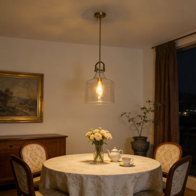 Modern 1 - Light 11.81'' W Dimmable Single Kitchen Island Pendant With Clear Glass Shade