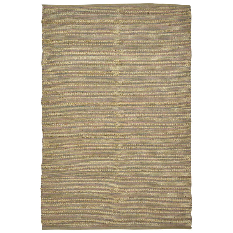 Tapis écologique en jute et rayonne tissé à plat à la main Arine, Rectangle 2 pi x 3 pi